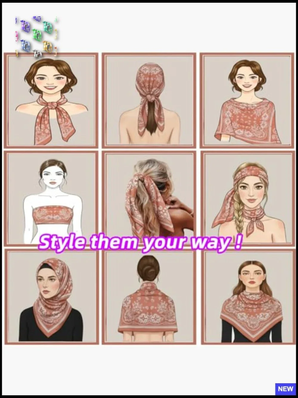 Silk Feel Square Head Scarf Set Versatile Bandanas Hair Wrapping Neck Shawl Y2K